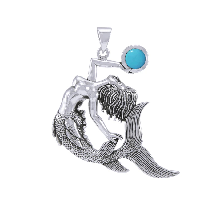 turquoise gem Keeper of the Ocean Sterling Silver Pendant