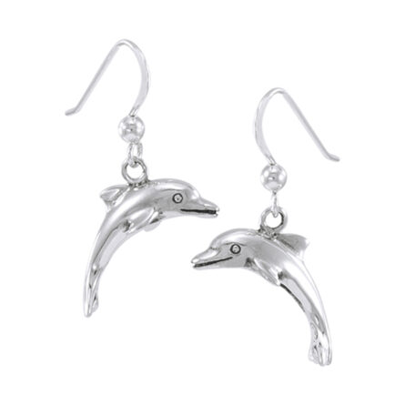 Sterling Silver Hook Earring Jumping Dolphins