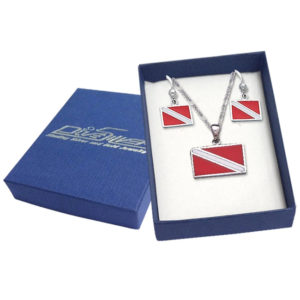 Dive Flag Sterling Silver Boxed Set with Red and White Enamel SET018