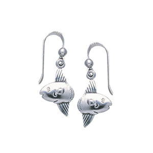 sterling silver hook earrings with a sunfish