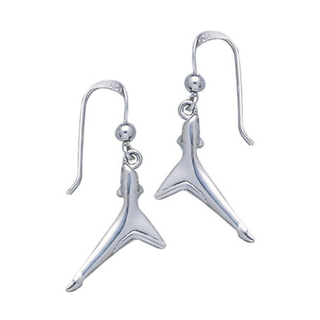 sterling silver Black Tip Shark Tail Hook Earrings