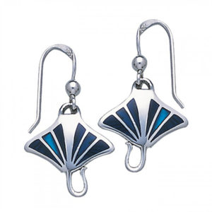 sterling silver Manta Ray Blue Wings Hook Earring