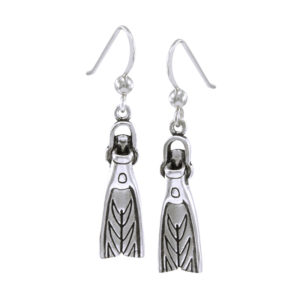 sterling silver Hook Earrings Scuba Diving Fins