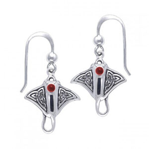 Celtic Manta Ray Sterling Silver Hook Earrings TER037