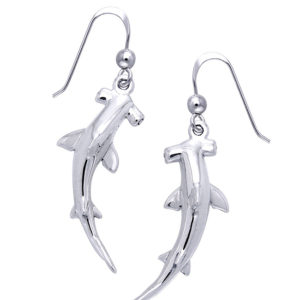 sterling silver hook earrings Hammerhead Sharks Swimming