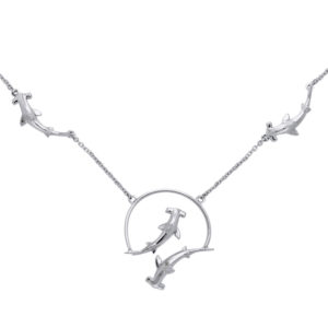 Quadruple Hammerhead Shark Sterling Silver Necklace TNC296