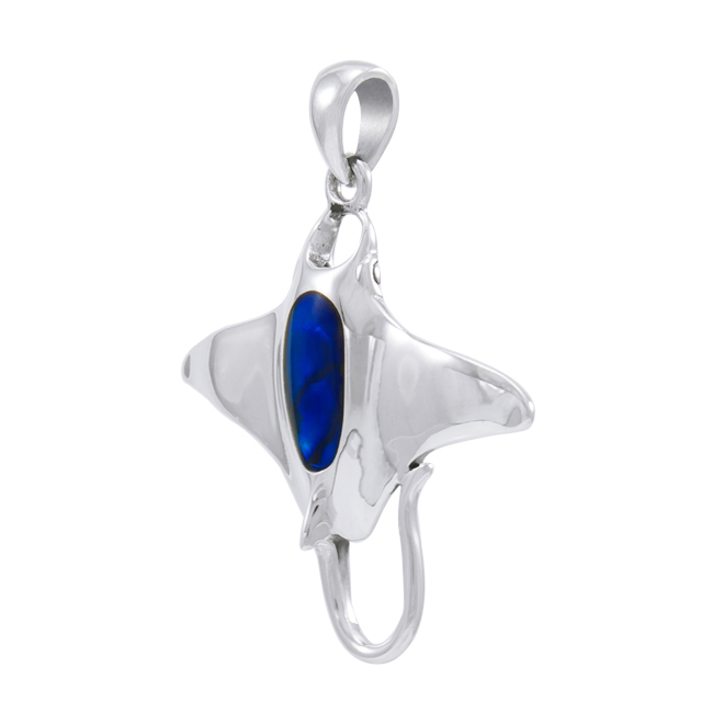 TP1068-Manta-Ray-Sterling-Silver-Pendant-Oval-Papua-Shell-side