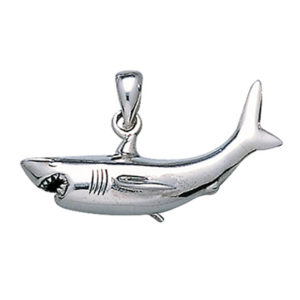 sterling silver swimming great white shark pendant