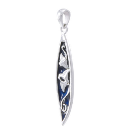 Surfboard Manta Style Sterling Silver Pendant with blue paua shell inly