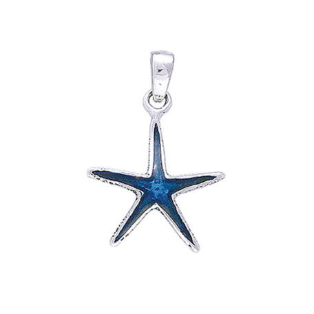 sterling silver Star Fish with Blue Enamel pendant