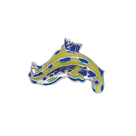 yellow and blue Nudibranch Sterling Silver Pendant