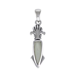 sterling silver pendant Squid with Grey Mother of Pearl Inlay