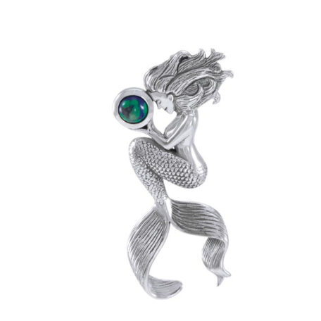 Azurite gem Mermaids Oracle Sterling Silver Pendant