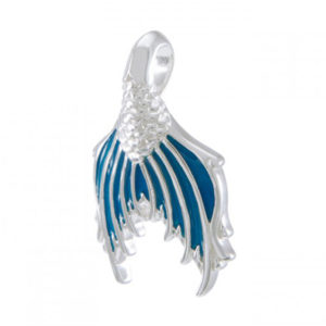 sterling silver Mermaid Tail Medium with Blue Enamel pendant