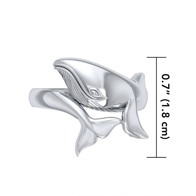 sterling silver Graceful Bull Whale ring dimensions